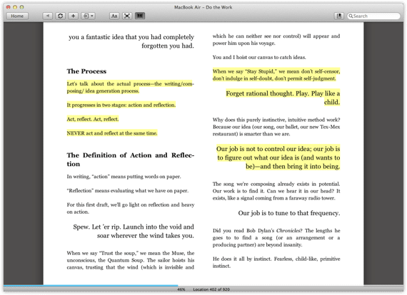 mac code for highlighting word in passage